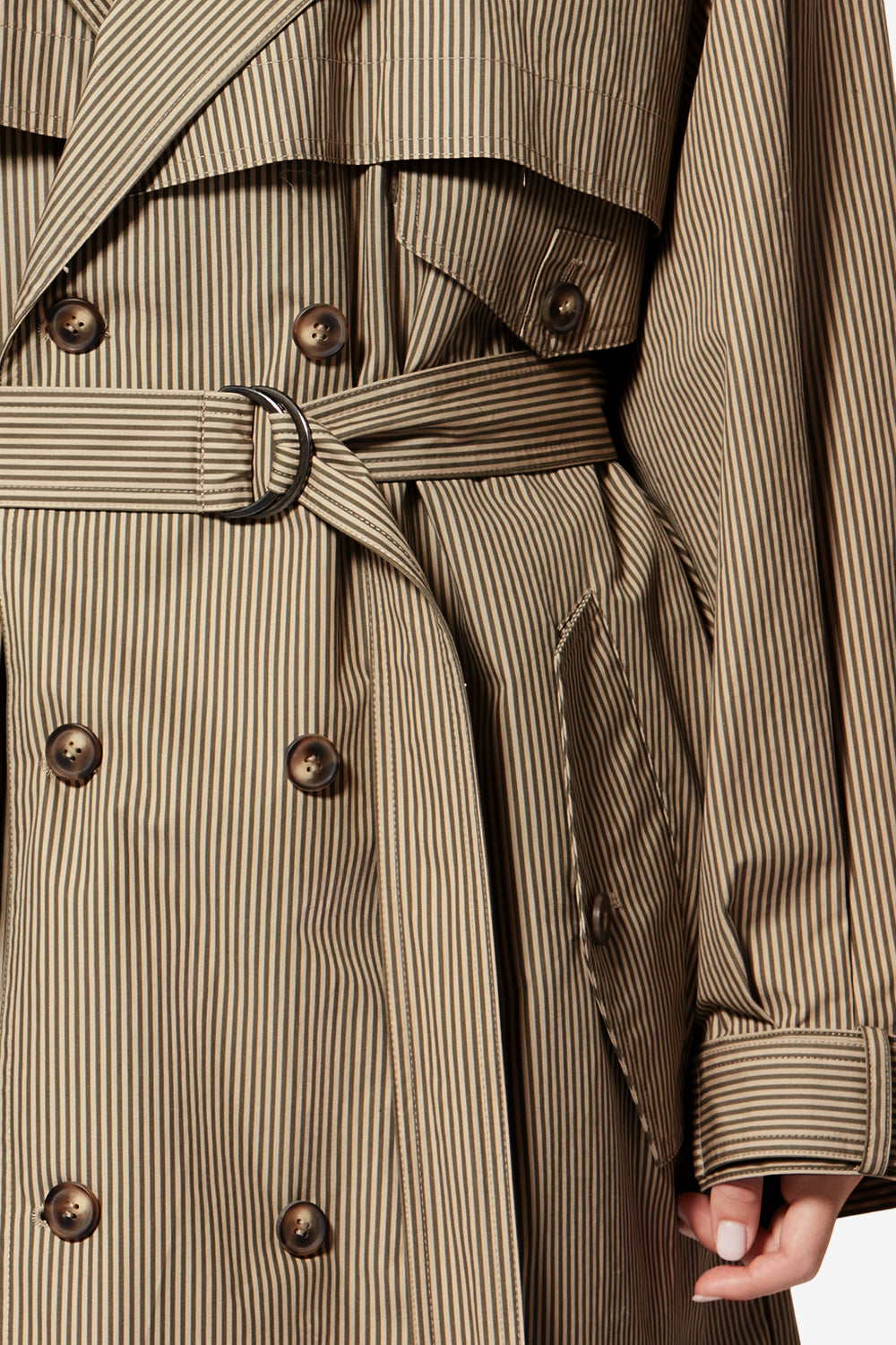 Chilma striped cotton trench coat - Beige-khaki - Woman - 3