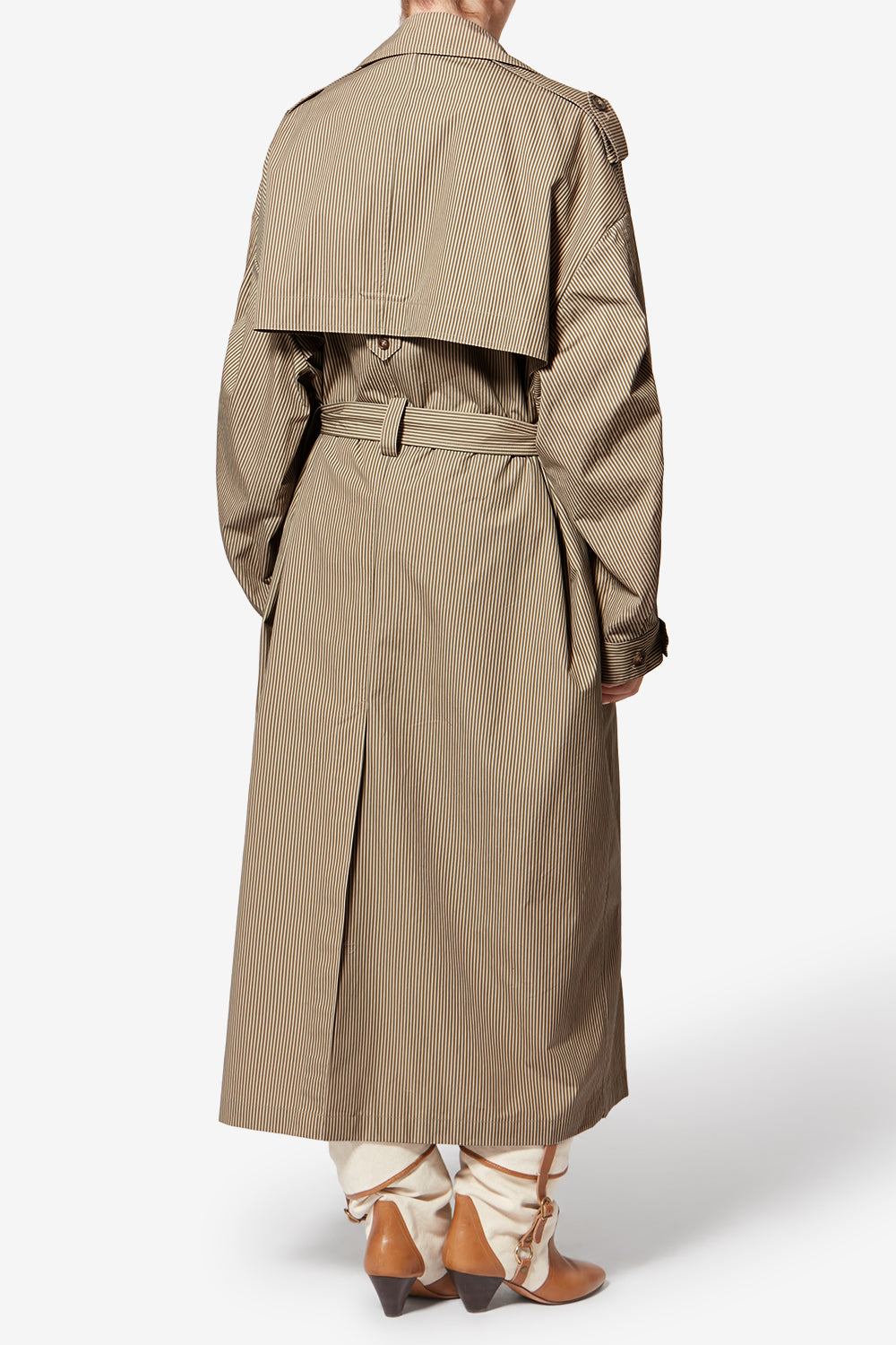 Chilma striped cotton trench coat - Beige-khaki - Woman - 5