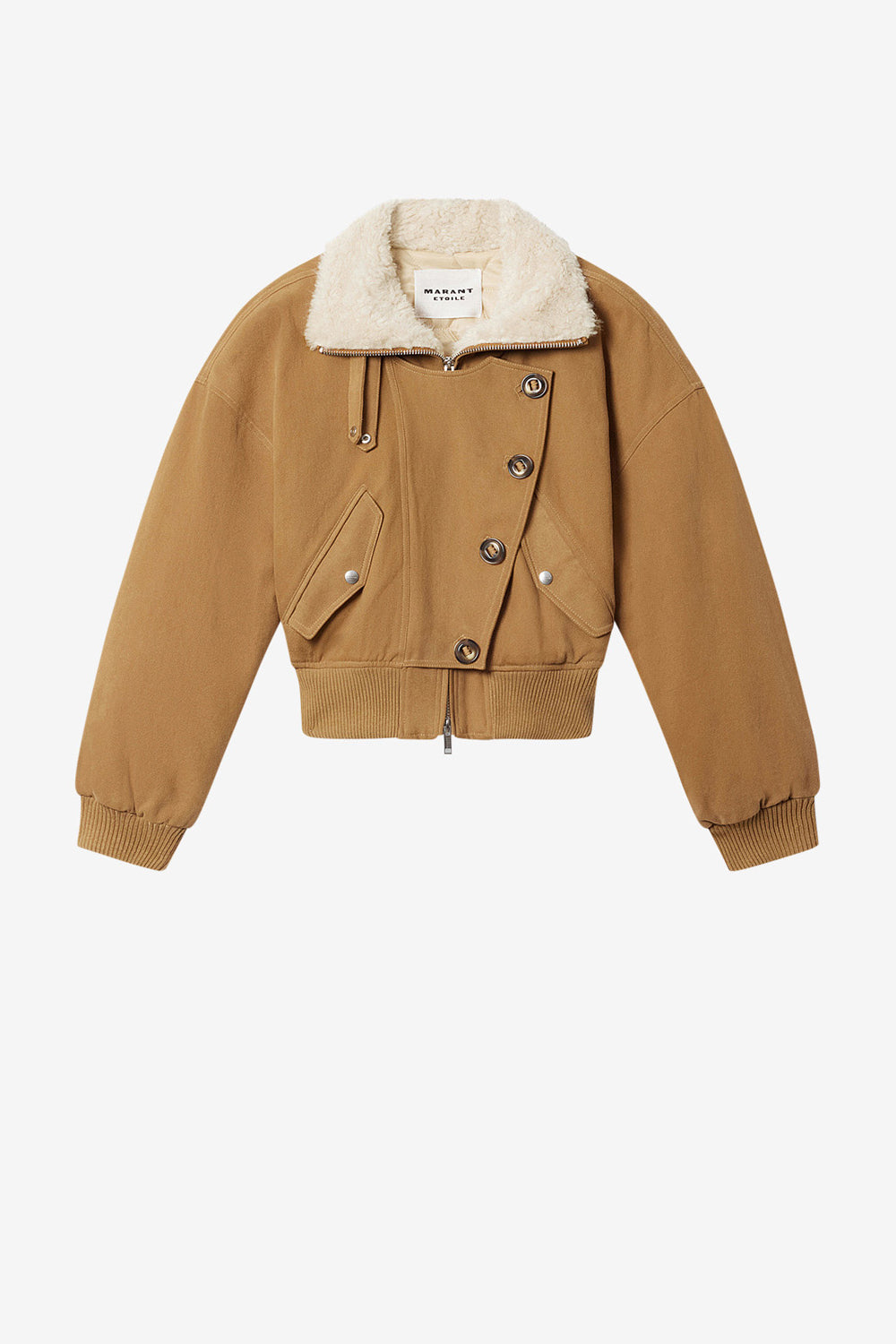 Manteau court oana façon blouson en sergé - Camel - Woman - 1