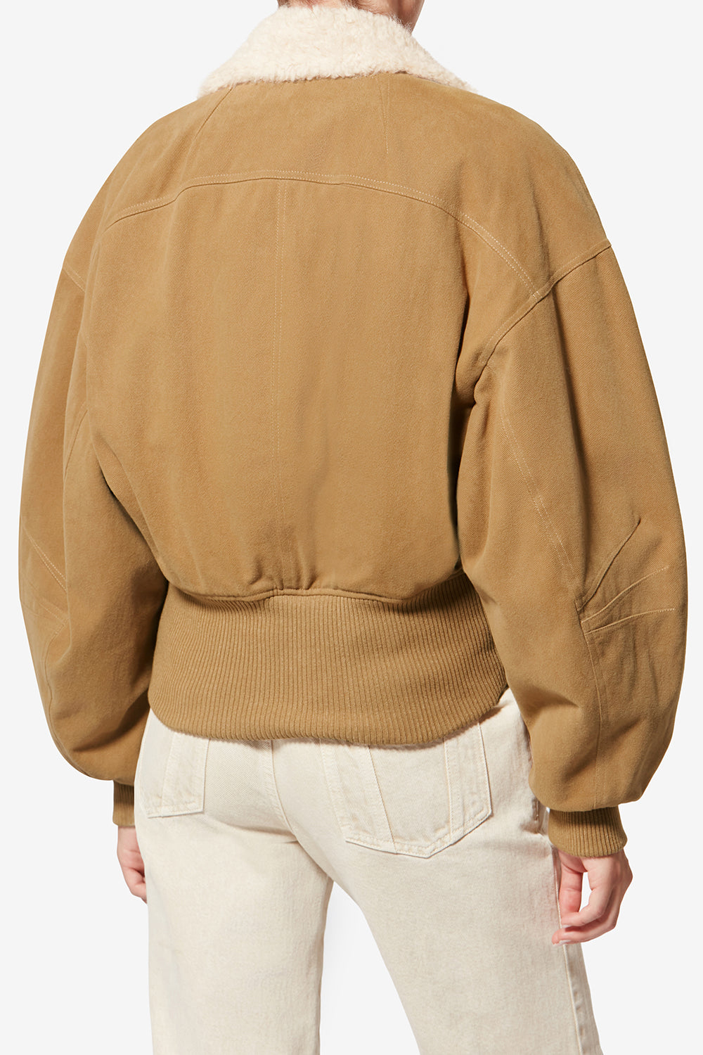 Manteau court oana façon blouson en sergé - Camel - Woman - 5