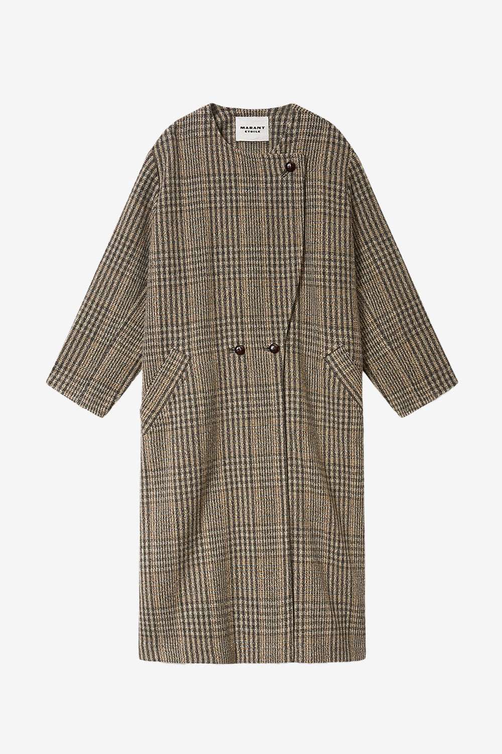 Renée long prince-of-wales check virgin wool coat - Beige - Woman - 1