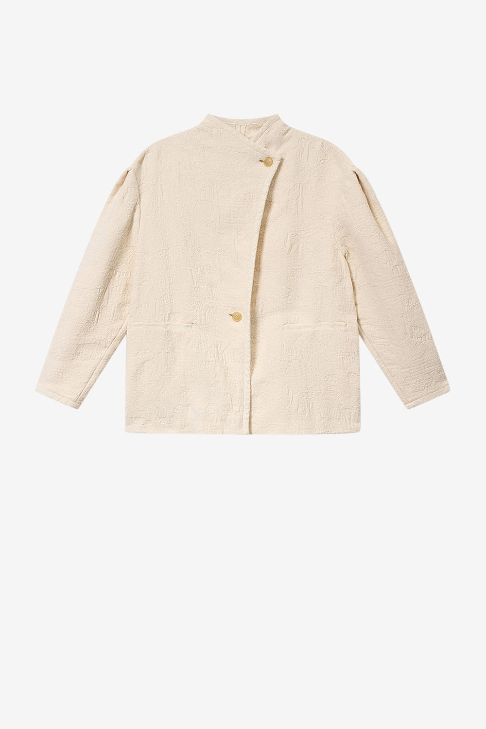 Uadie short textured cotton coat - Ecru - Woman - 1