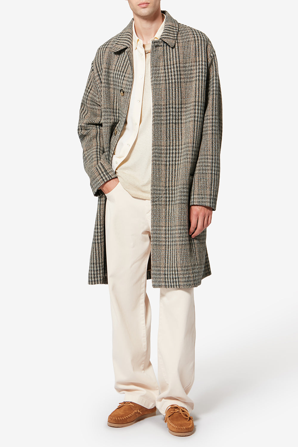 Franco prince-of-wales check virgin wool coat - Beige - Man - 2