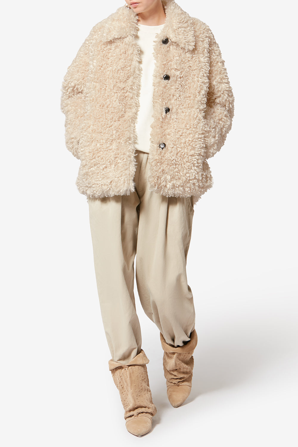 Manteau court en fausse fourrure curly tarvey - Écru - Woman - 2