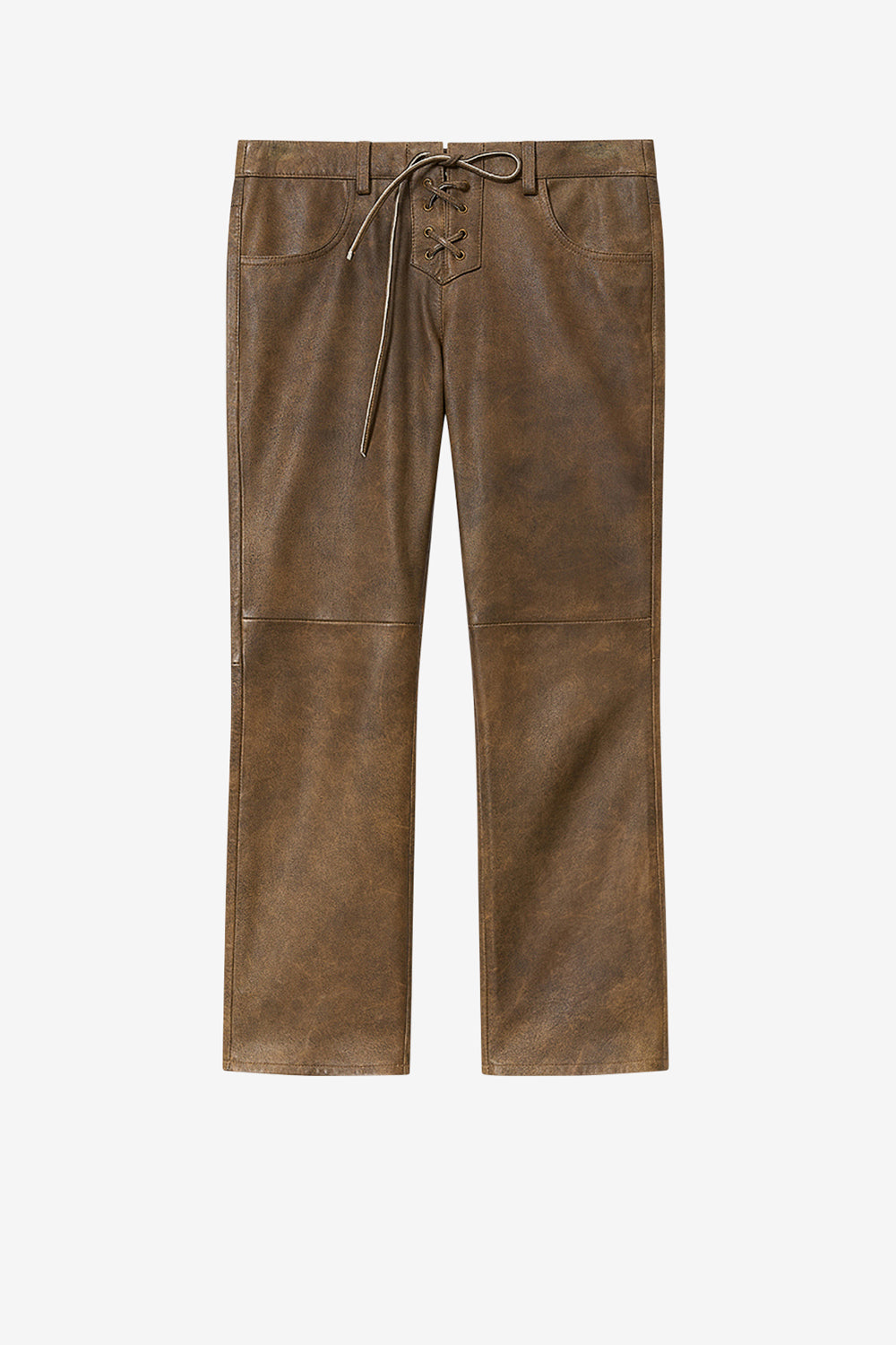 Pantaloni in pelle di agnello lucida vanel - Vintage brown - Woman - 1