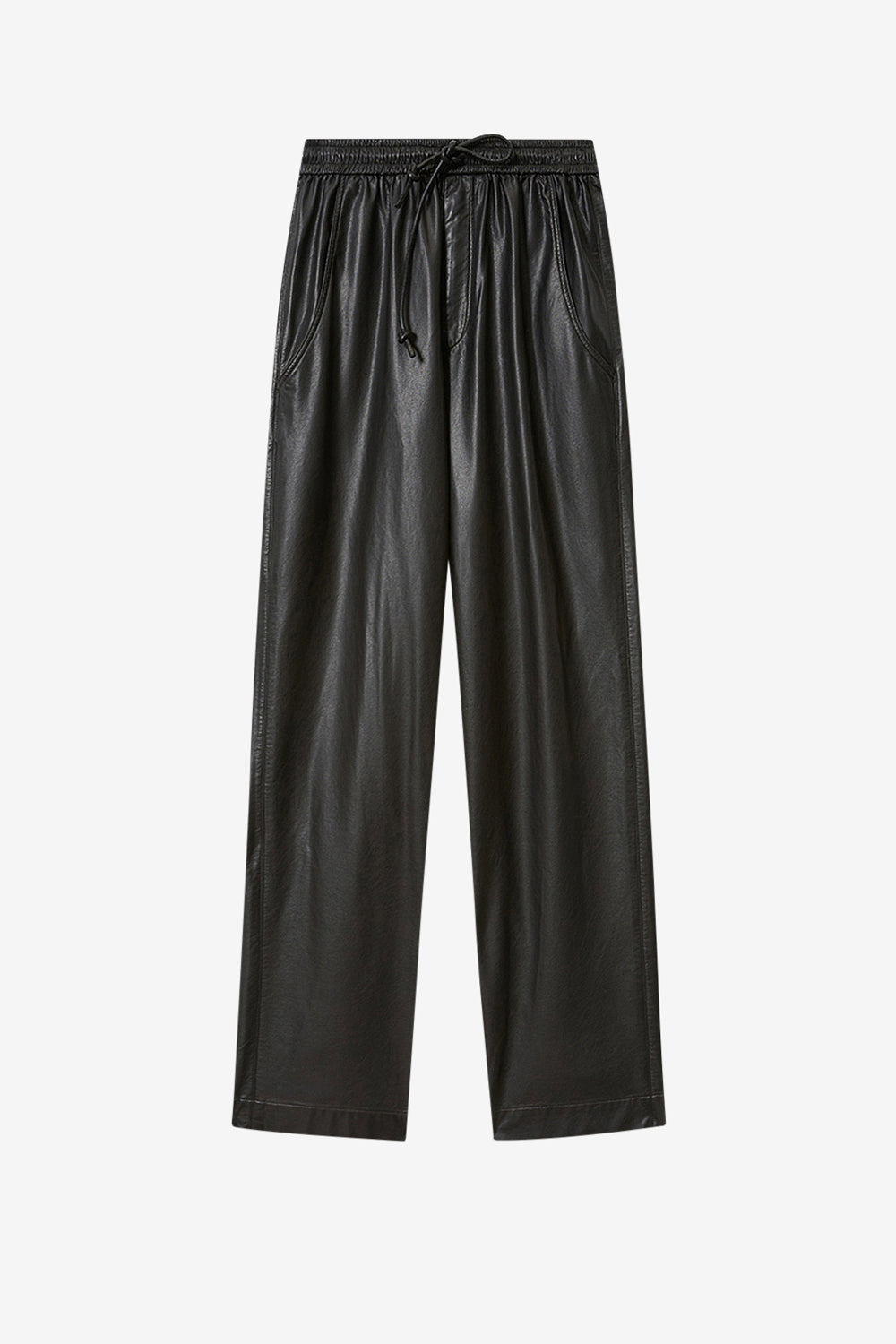 Nereane 얇고 매끄러운 가죽 느낌 팬츠 - 검은색 - Woman - 1