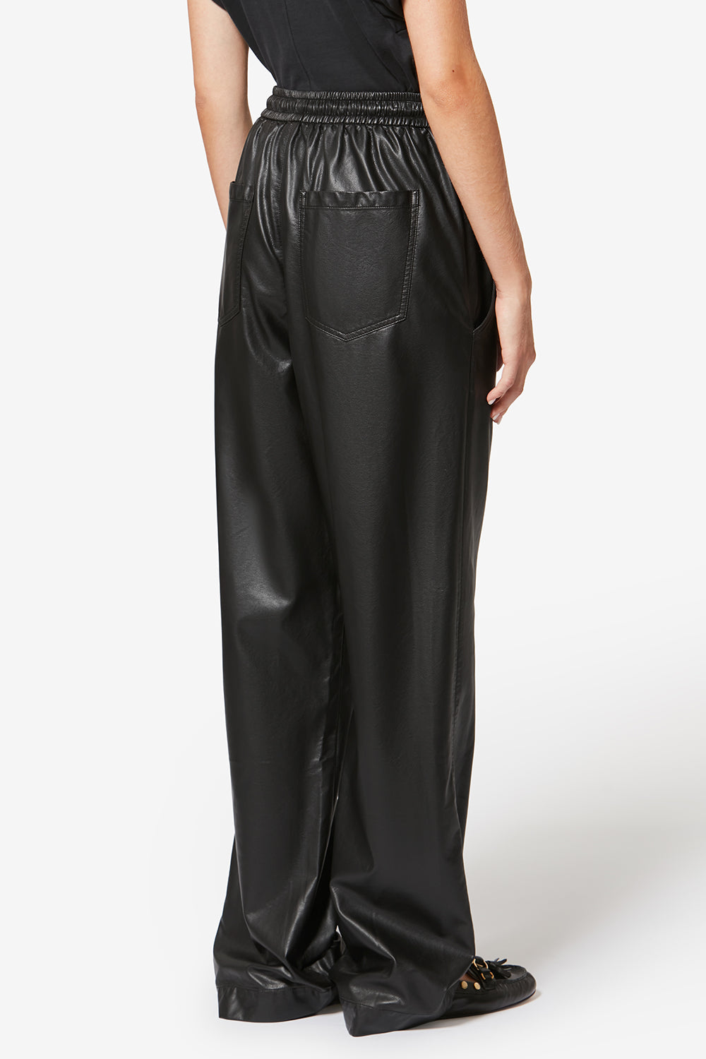 Pantaloni nereane in morbida e pregiata similpelle - Nero - Woman - 5