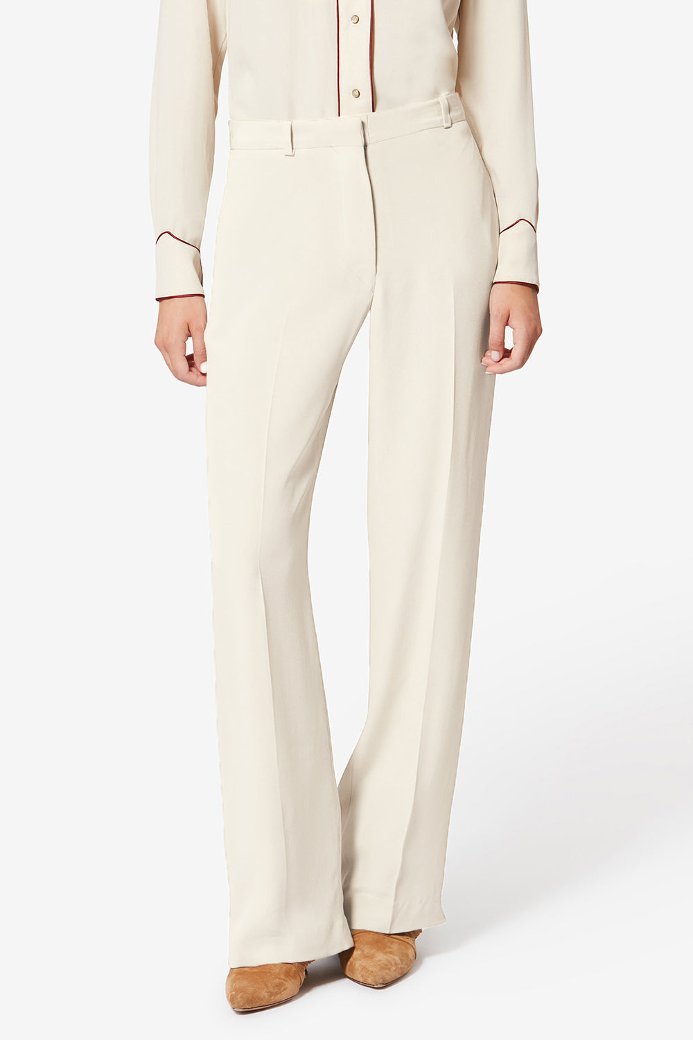 Pantaloni da abito neonda in crêpe fluido - Ecru - Woman - 4