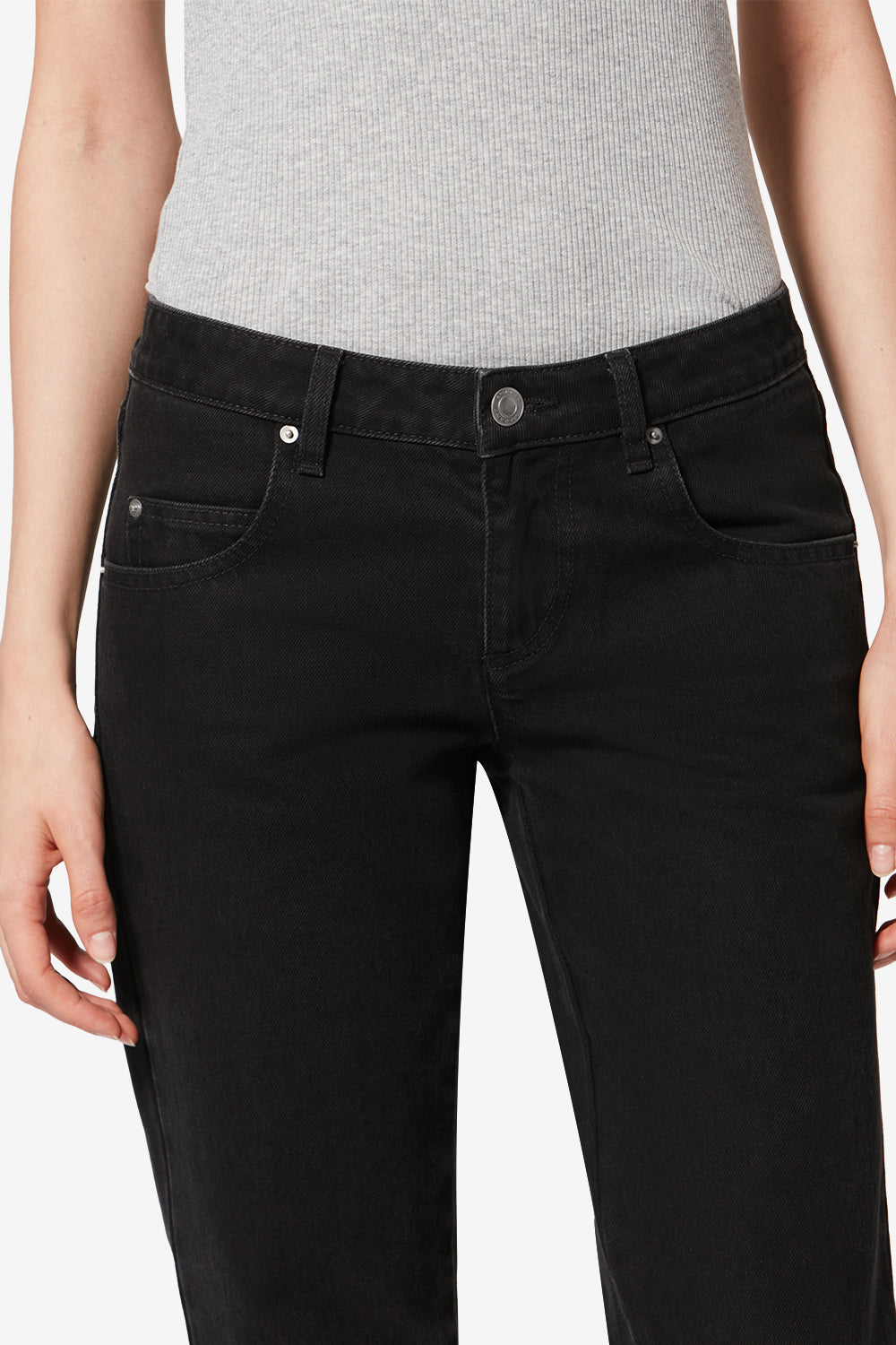 Pantaloni denala in cotone - Nero lavato - Woman - 3