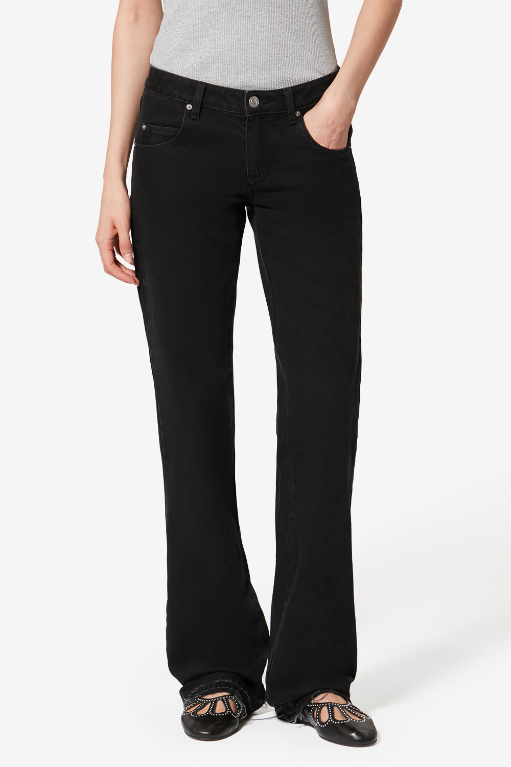 Pantaloni denala in cotone - Nero lavato - Woman - 4