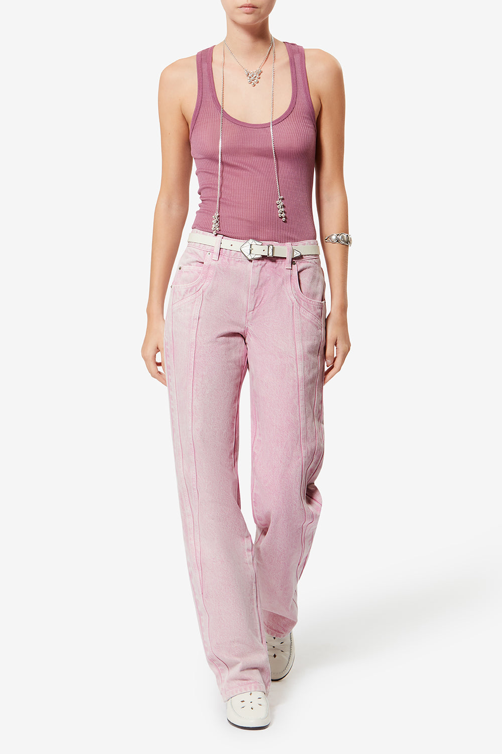 Jaylis ウォッシュドデニム ブーツカットジーンズ - ピンク - Woman - 2