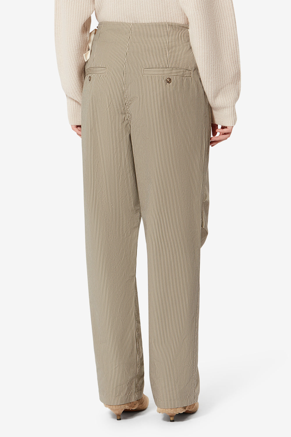 Ceryne wide-leg striped cotton pants - Beige-khaki - Woman - 5