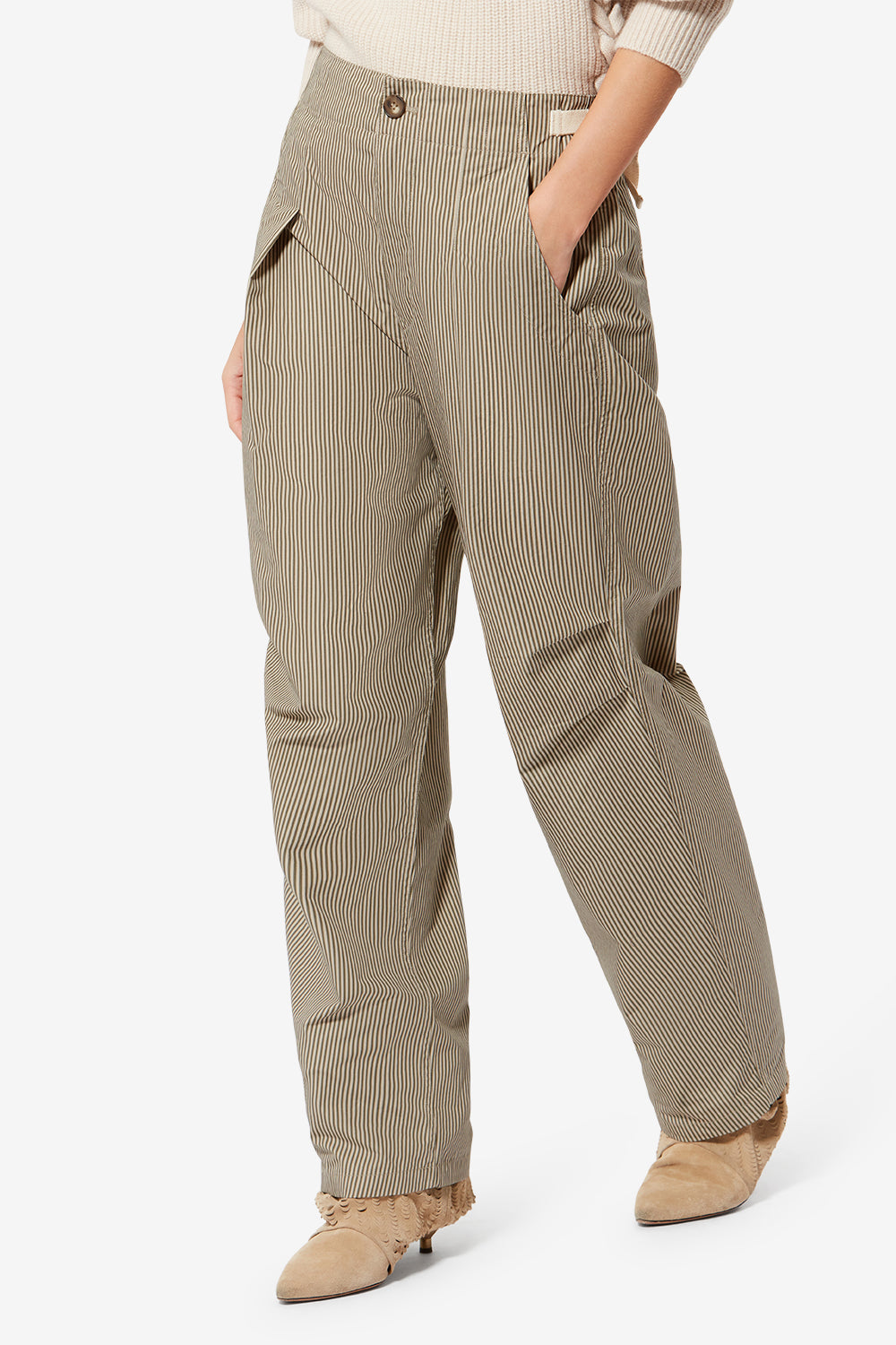 Ceryne wide-leg striped cotton pants - Beige-khaki - Woman - 4