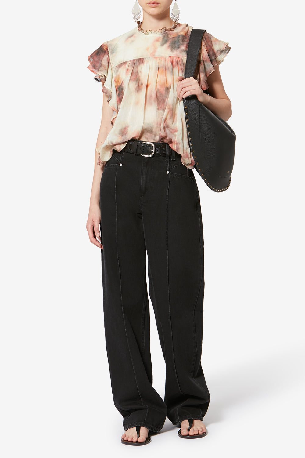 Pantaloni drolane in cotone - Nero lavato - Woman - 2