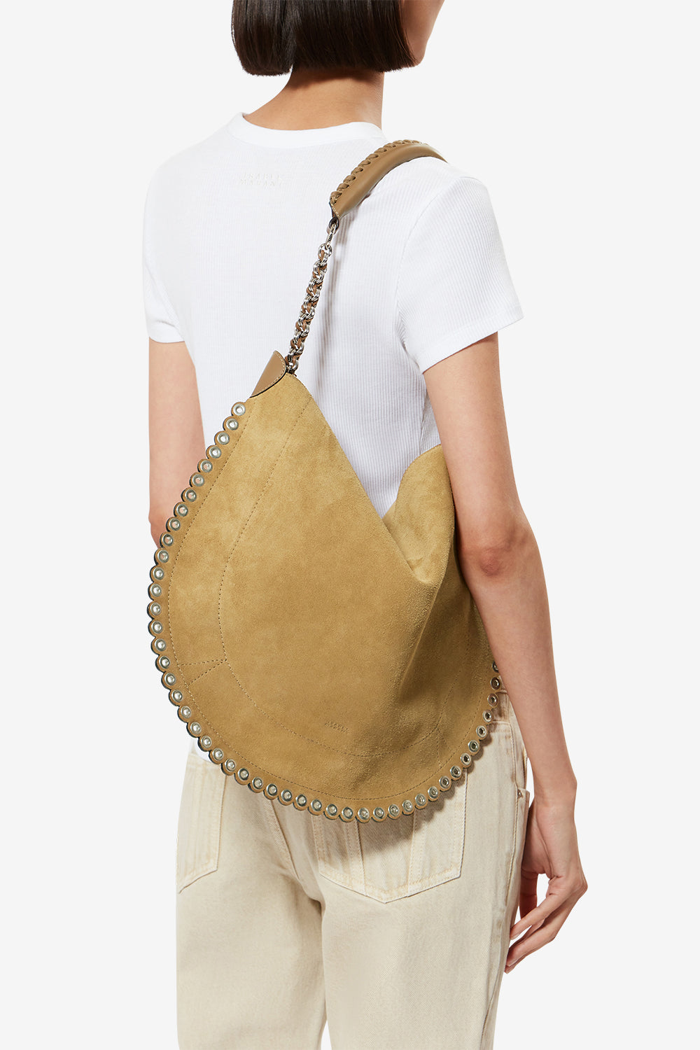 Oskan hobo soft chain suede leather bag - Sand - Woman - 2