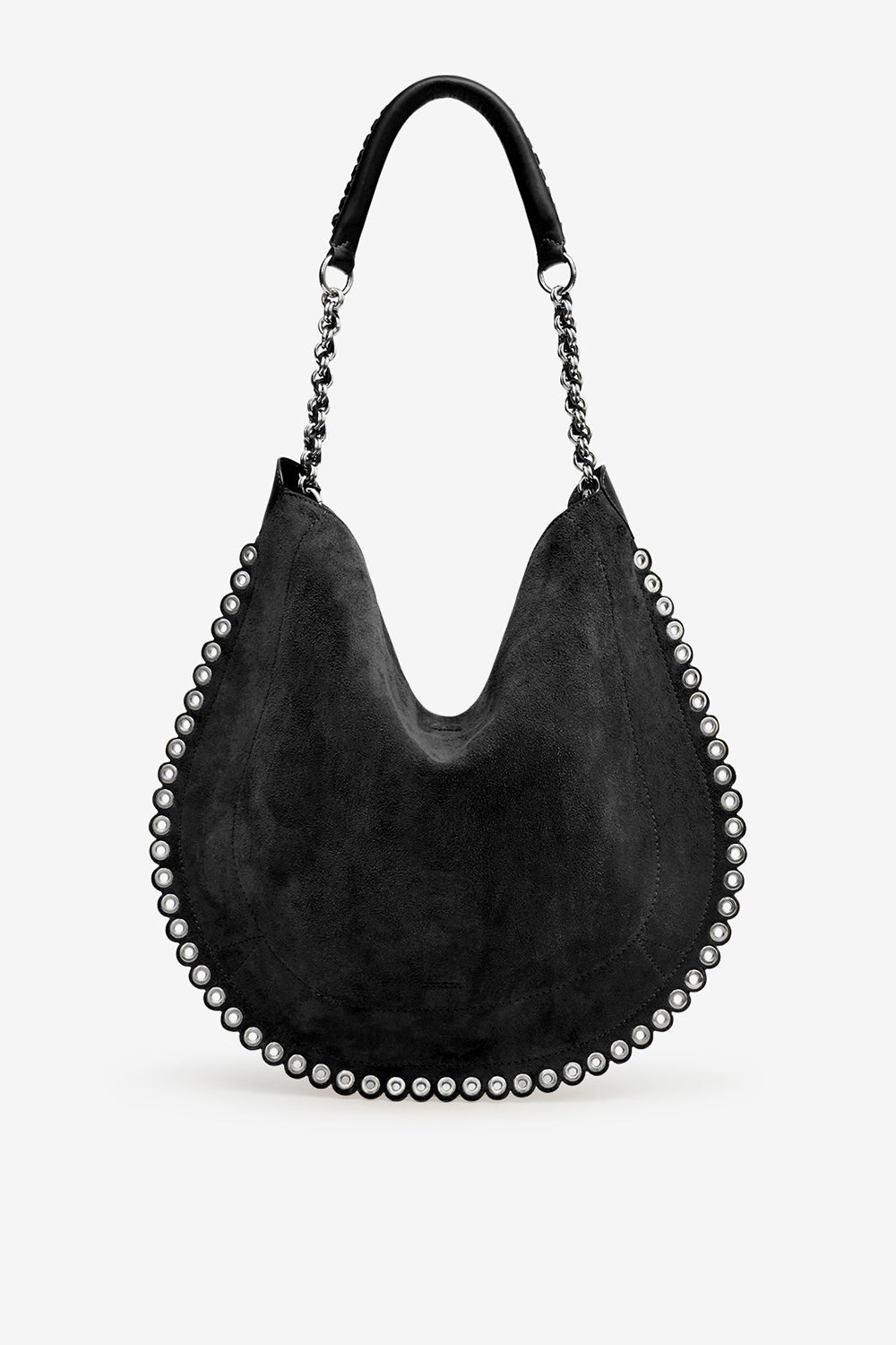 Oskan hobo soft shoulder bag - Black and silver - Woman - 1