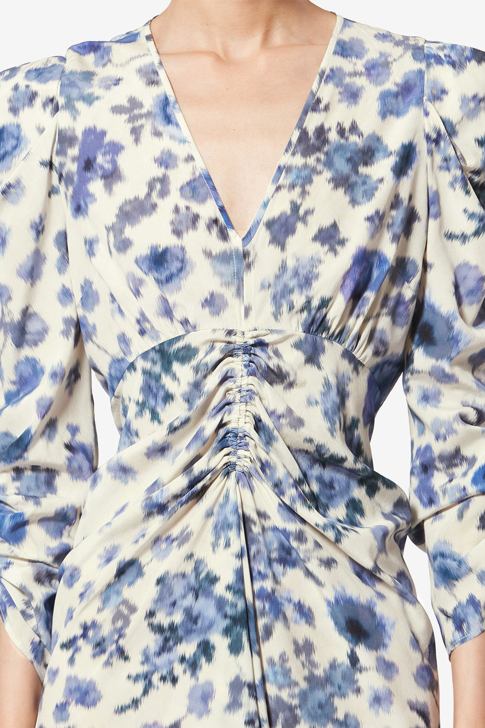 Albini プリント入りストレッチシルク ロングドレス - 青 - Woman - 3