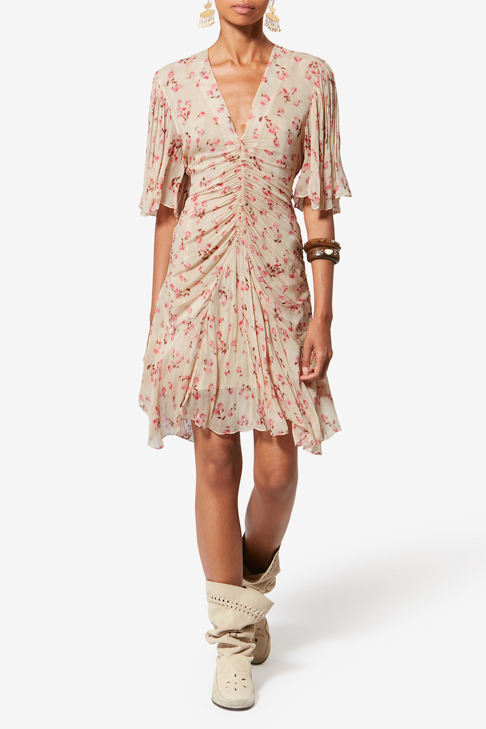 Vivienne 프린트 시폰 미니 드레스 - 베이지색 - Woman - 2