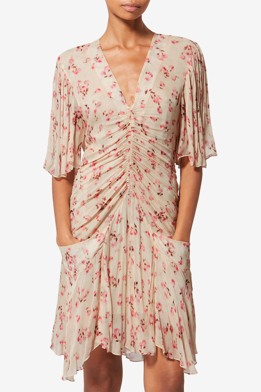 Vivienne 프린트 시폰 미니 드레스 - 베이지색 - Woman - 4