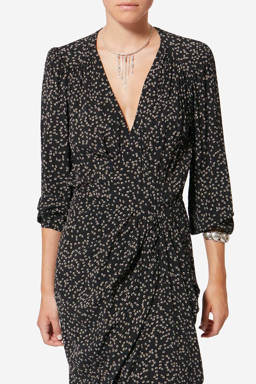 Daylia 종이접기 프린트 플루이드 드레스 - 검은색 - Woman - 4