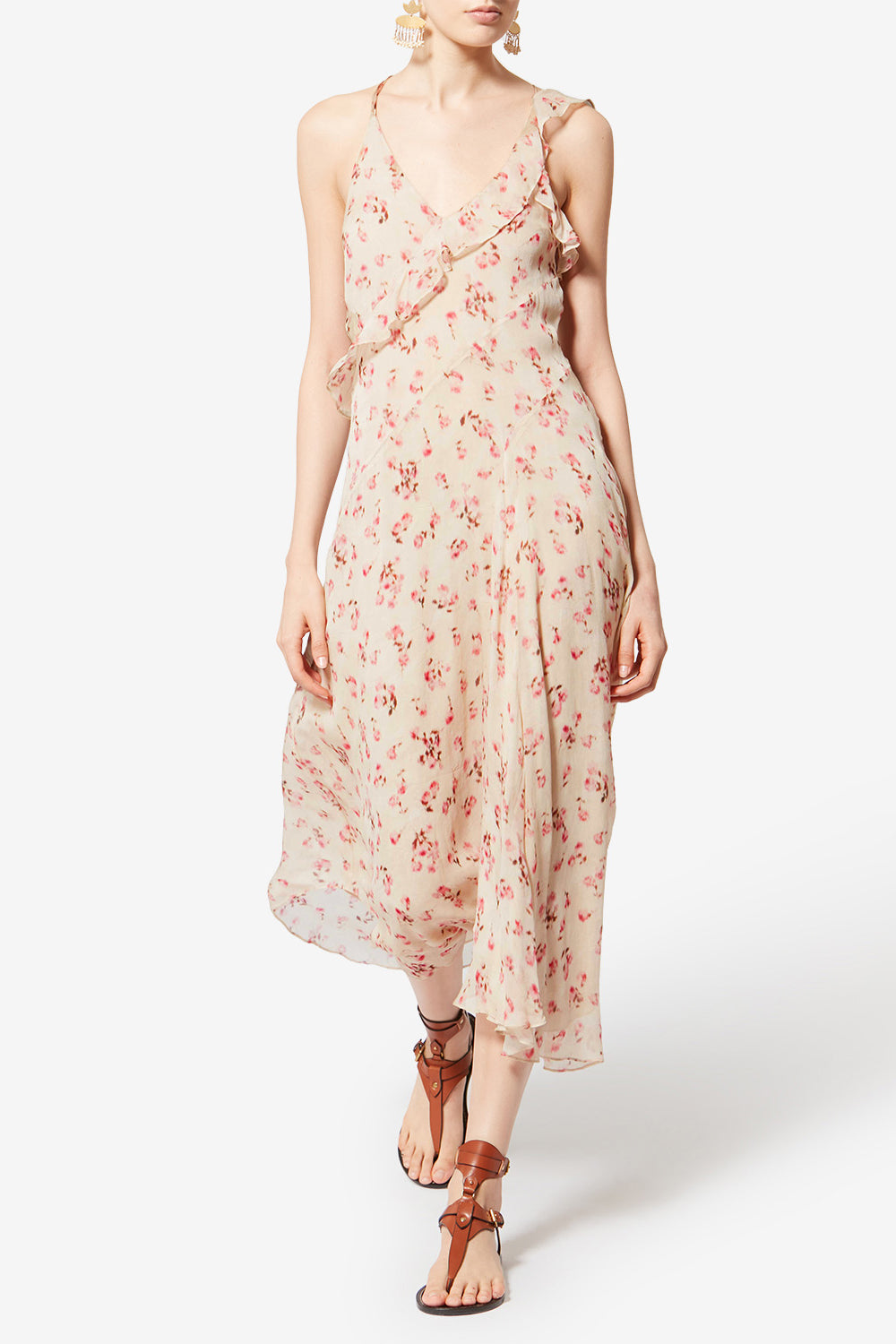 Luxie 프린트 시폰 어깨 끈 맥시 드레스 - 베이지색 - Woman - 2