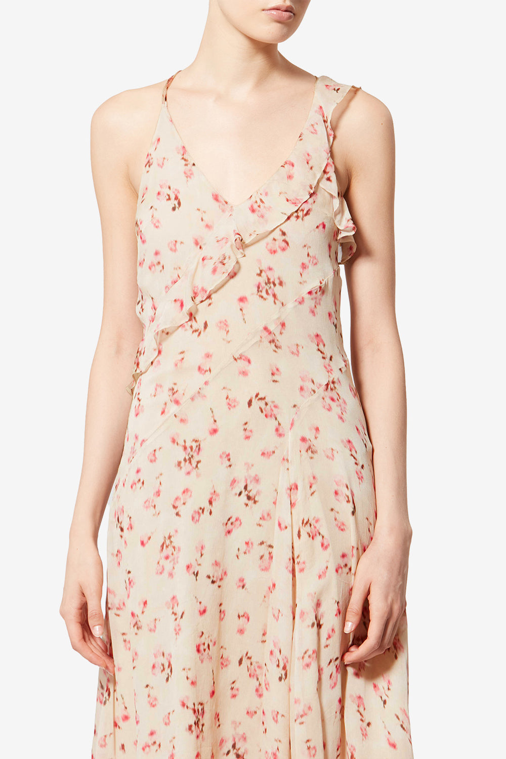 Luxie 프린트 시폰 어깨 끈 맥시 드레스 - 베이지색 - Woman - 4