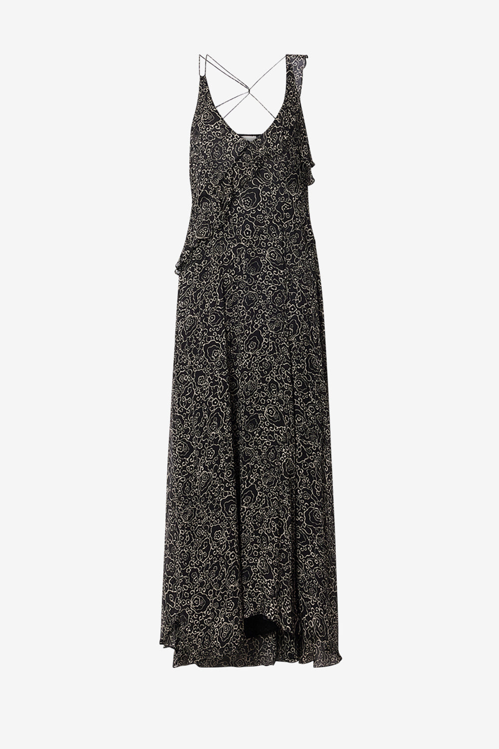 Luxie 프린트 시폰 어깨 끈 맥시 드레스 - Black and ecru - Woman - 1