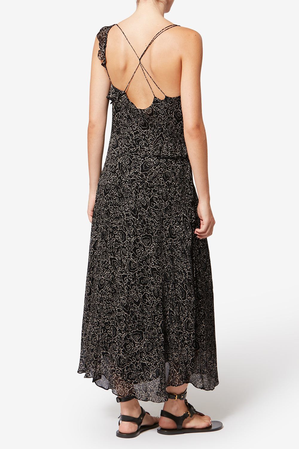 Luxie 프린트 시폰 어깨 끈 맥시 드레스 - Black and ecru - Woman - 5