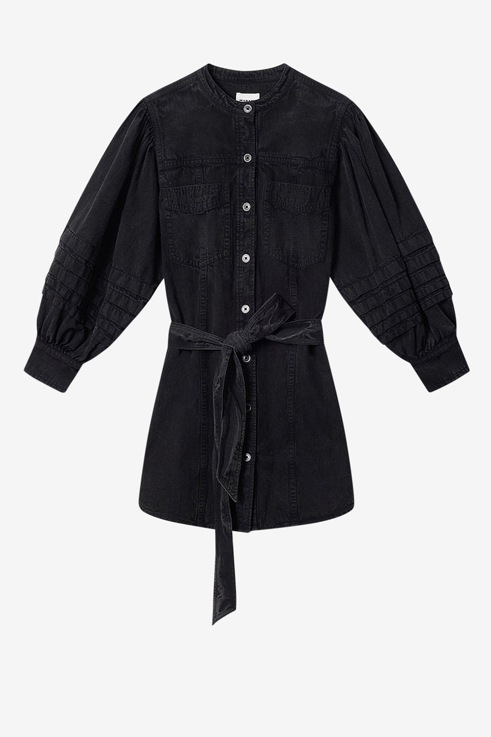 Robe-chemise en chambray délavé moe - Noir délavé - Woman - 1