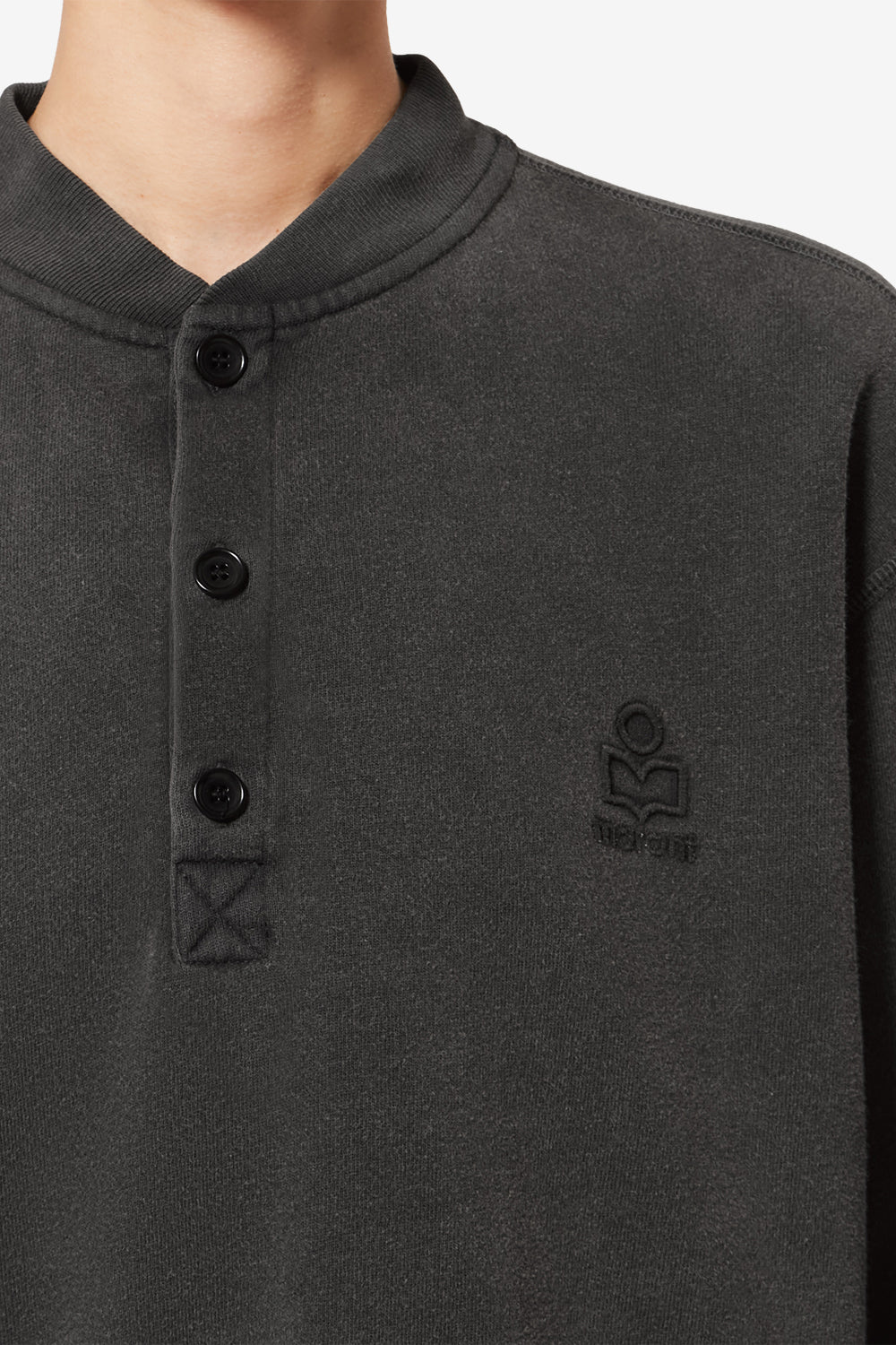 Simony 로고 디테일 코튼 스웨트셔츠 - 검정으로 씻어낸 - Woman - 3