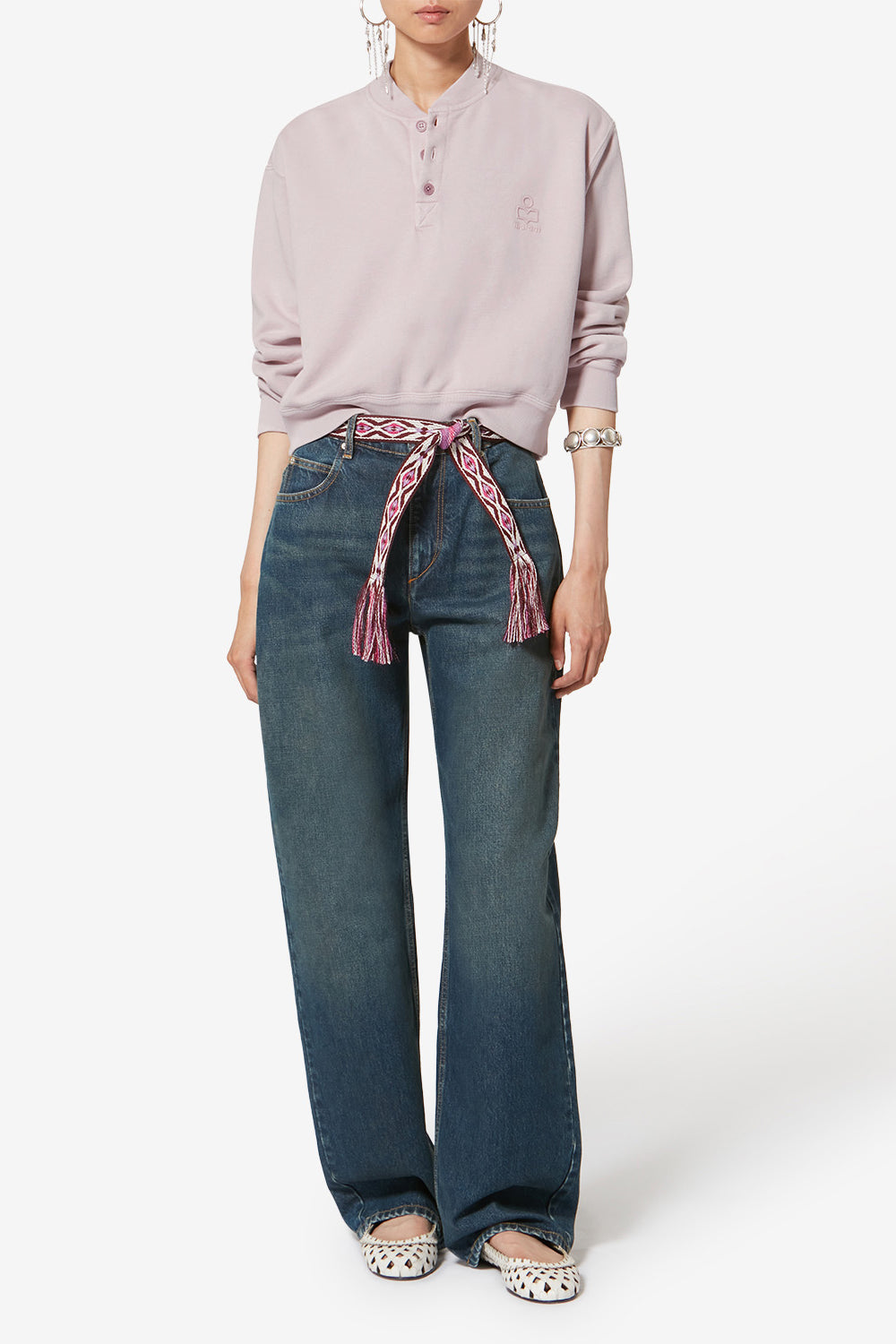 Sweatshirt simony en coton à logo - Rose clair - Woman