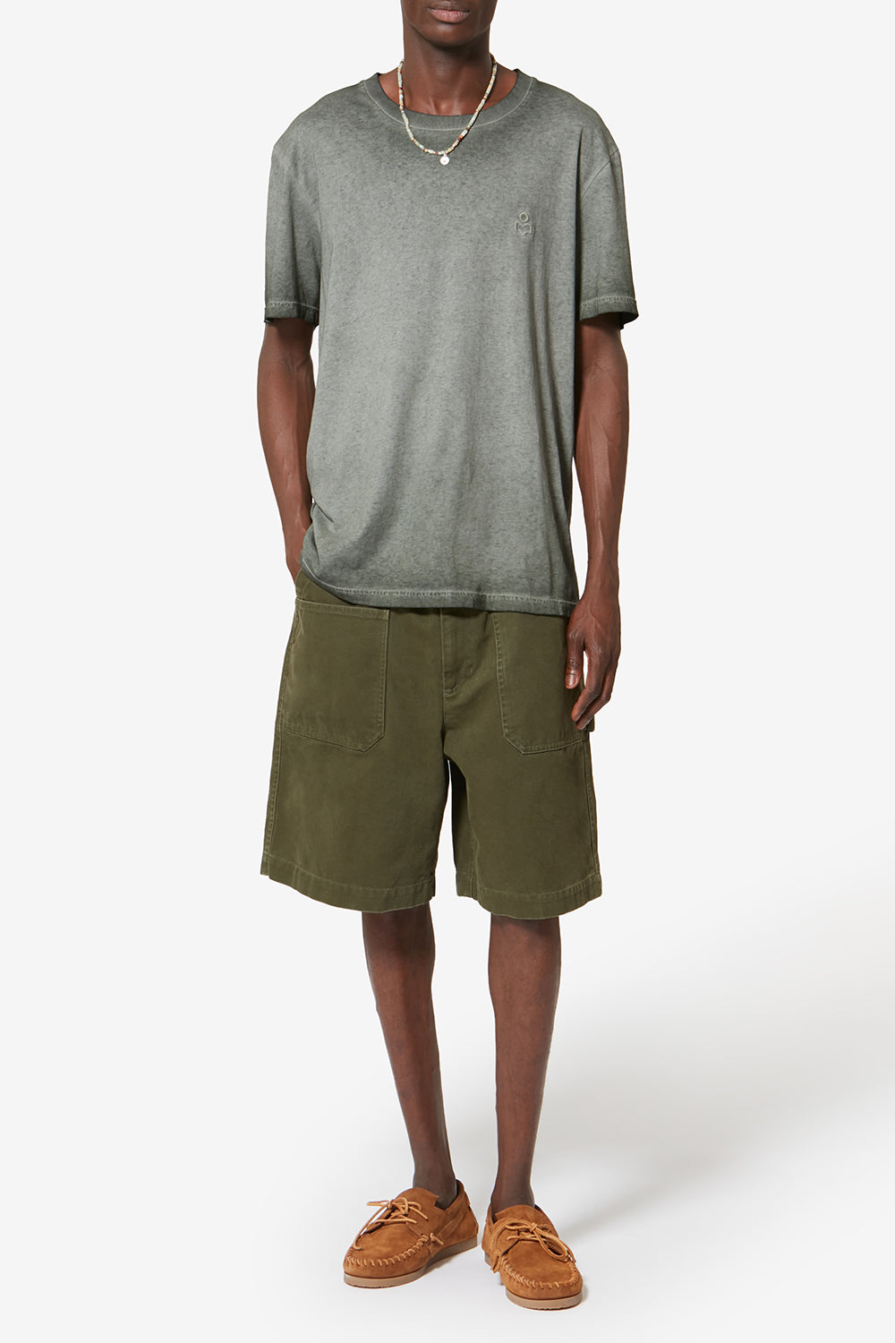 Camiseta de manga corta honoré en algodón lavado vintage - Caqui - Man - 2