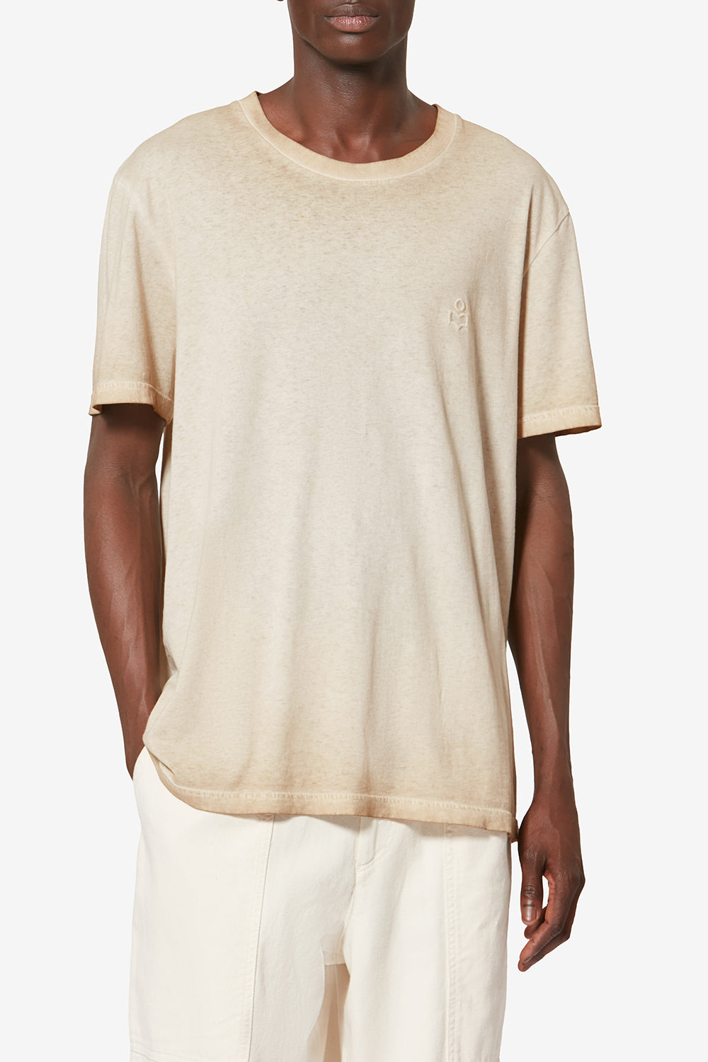 Camiseta de manga corta honoré en algodón lavado vintage - Beige - Man - 4