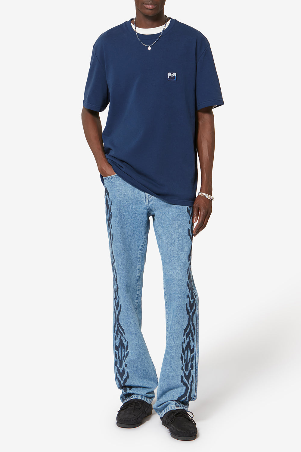 Camiseta de manga corta hugo de algodón con parche - Indigo - Man - 2