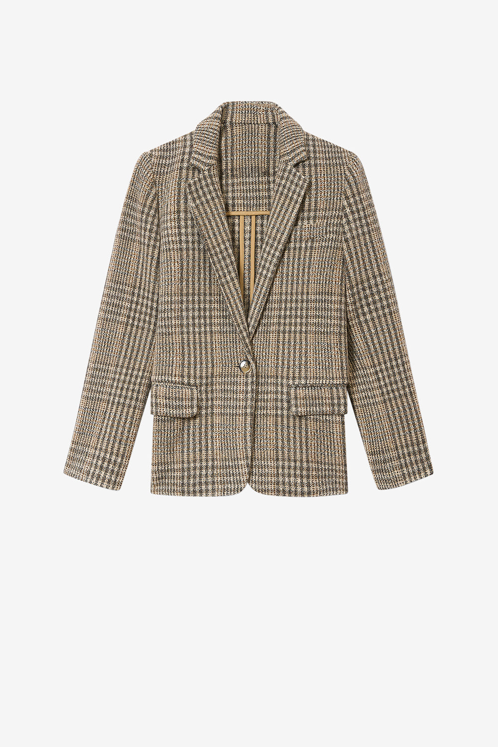 Veste charlyne en laine vierge à carreaux - Beige - Woman - 1