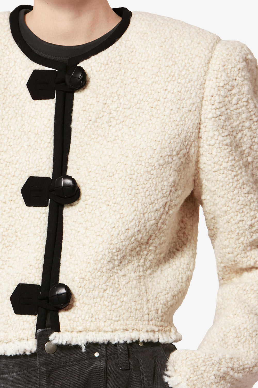 Veste gradilia en laine bouclette - Écru - Woman - 3