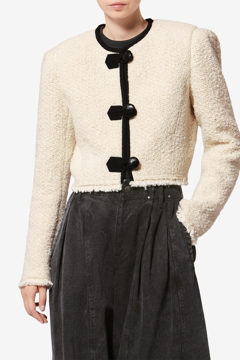 Veste gradilia en laine bouclette - Écru - Woman - 4