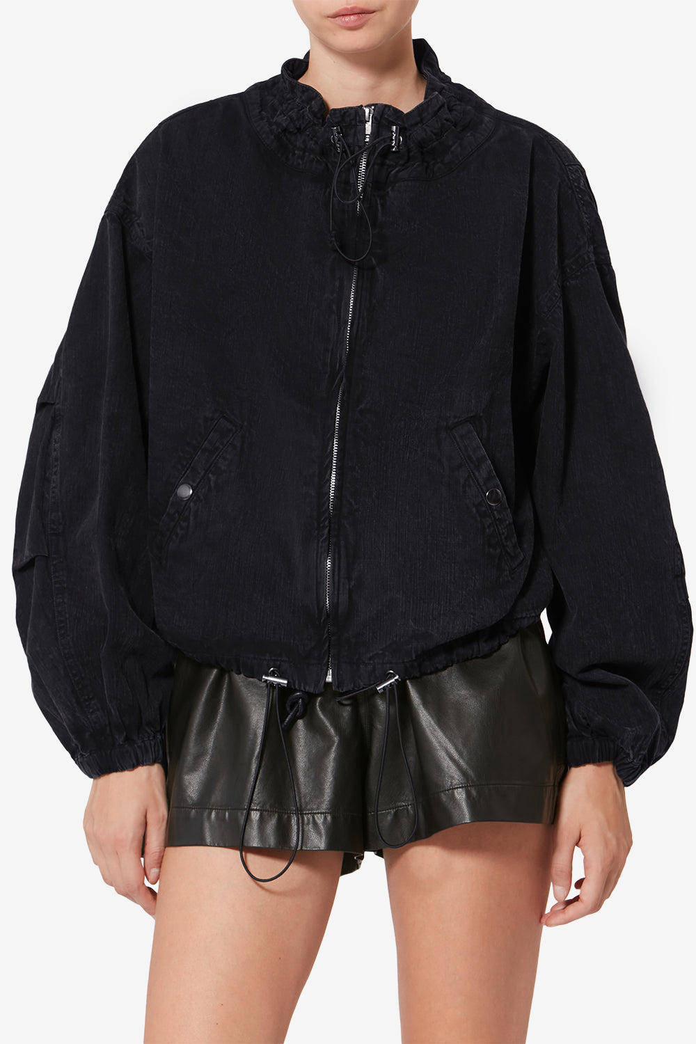 Plume シャンブレー ショートジャケット - ウォッシュドブラック - Woman - 4