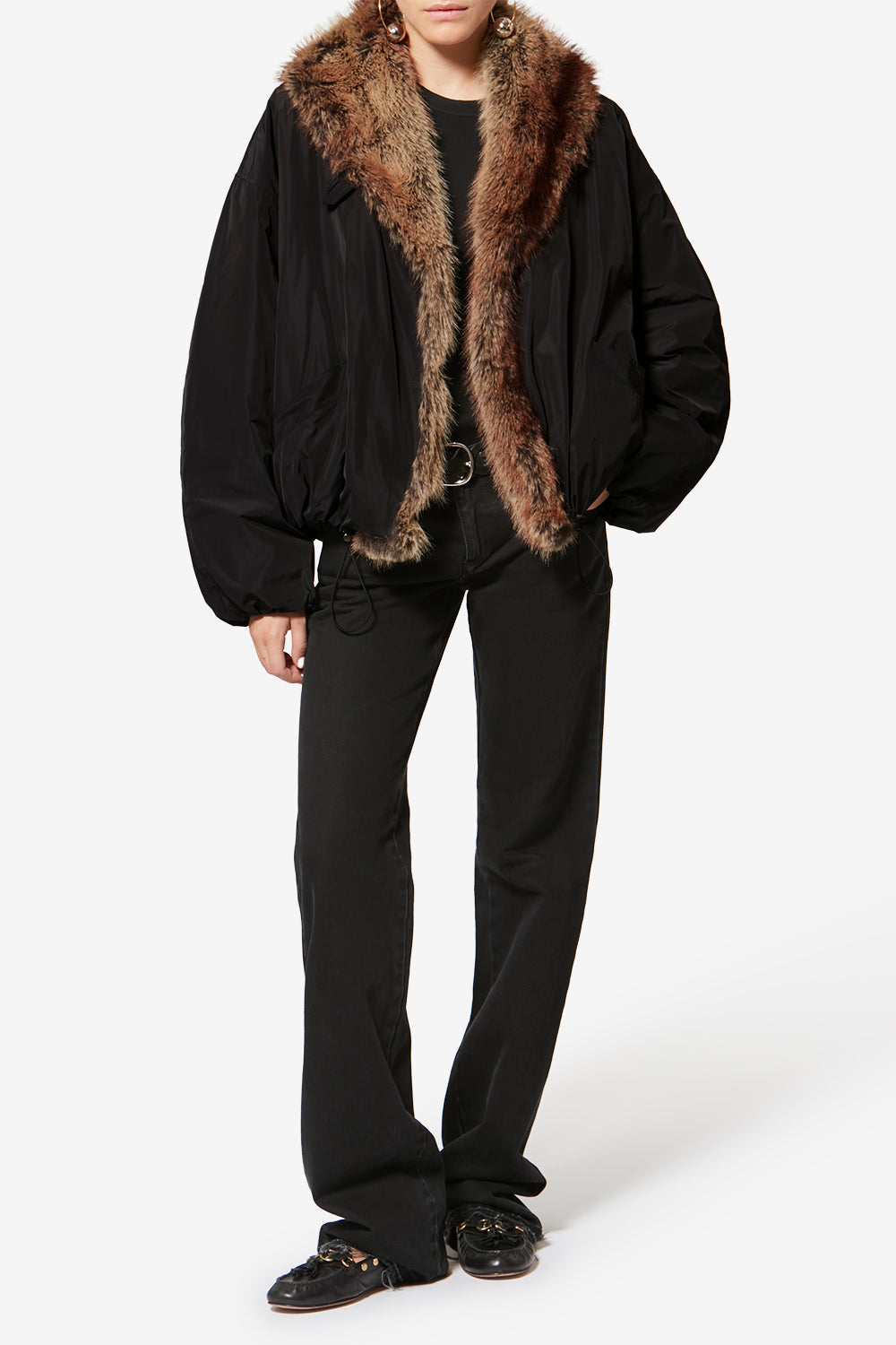 Charone short parka with faux fur lining - Black - Woman - 2