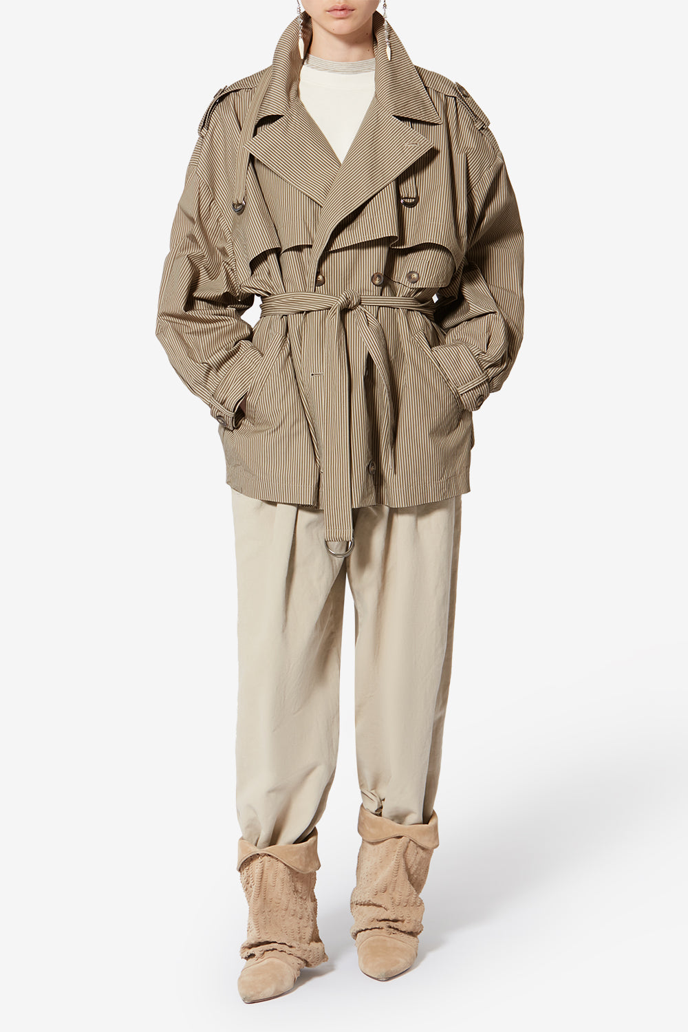 Claya ストライプコットン ジャケット - Beige-khaki - Woman - 2