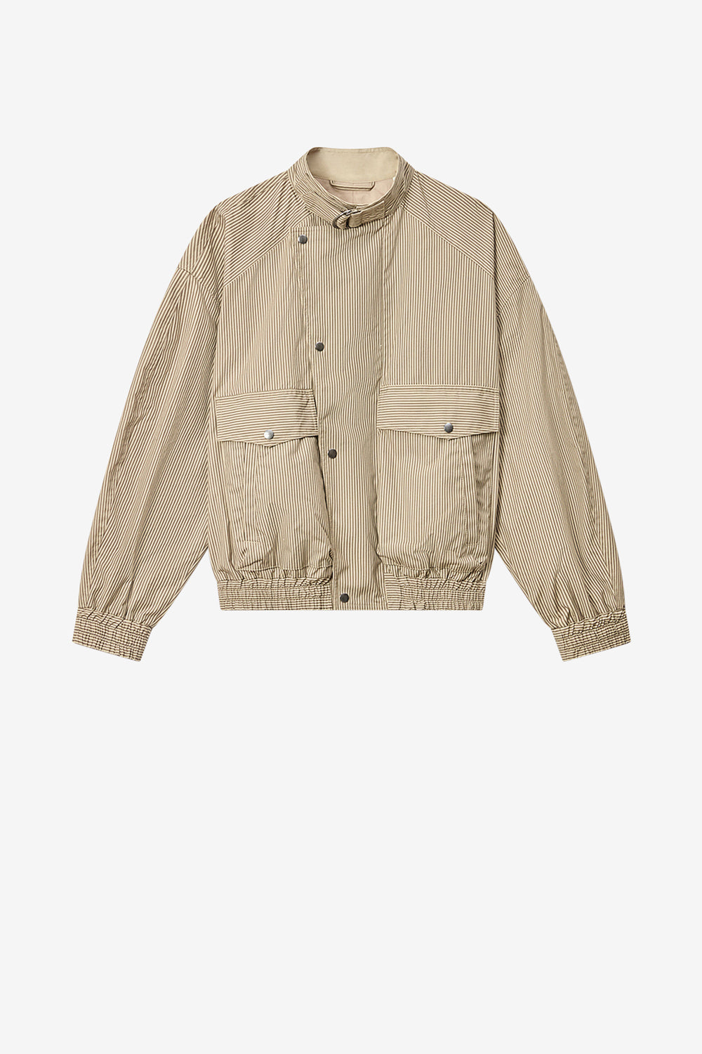 Chaqueta corto a rayas de algodón - Beige-khaki - Man - 1