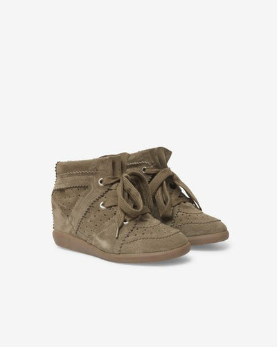 Baskets compensées en cuir bobby - Taupe - Woman - 6