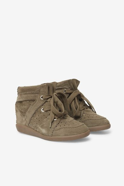 Baskets compensées en cuir bobby - Taupe - Woman - 6