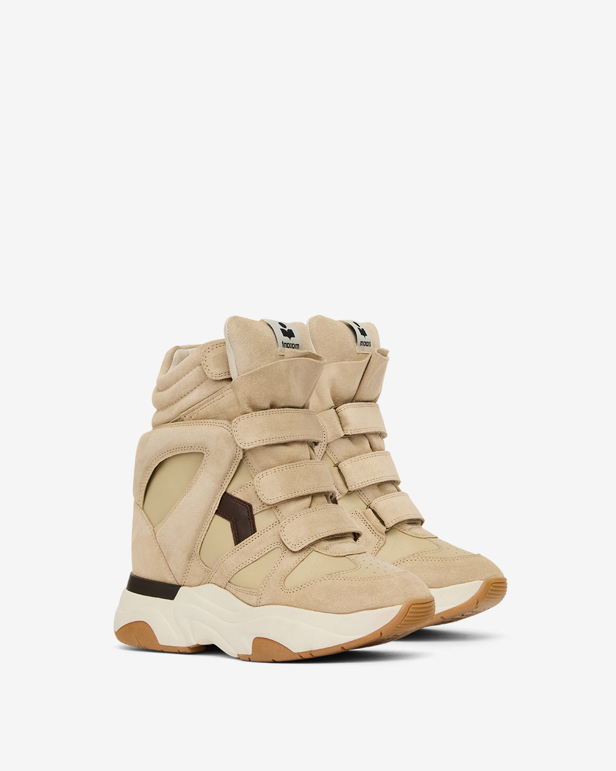 Balskee high-top wedge suede leather sneakers - Ecru - chocolate - Woman - 3