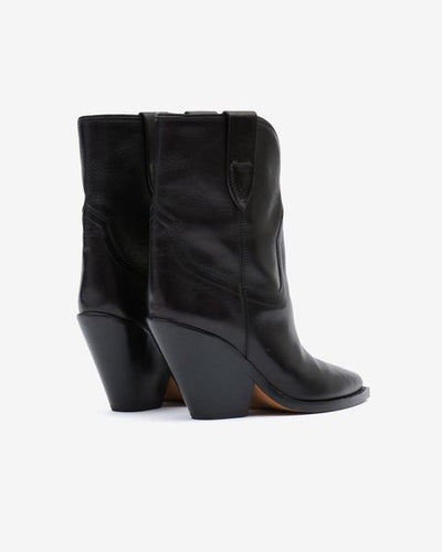 Botas tejanas bajas de cuero suave con tacón leyane - Negro - Woman - 2