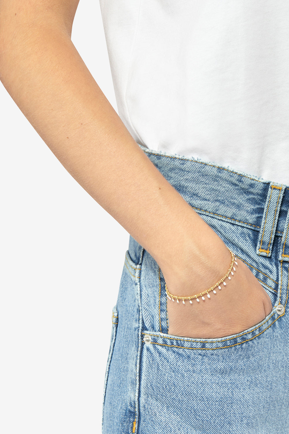 Pulsera con cadena casablanca de latón dorado - Crudo - Woman - 2