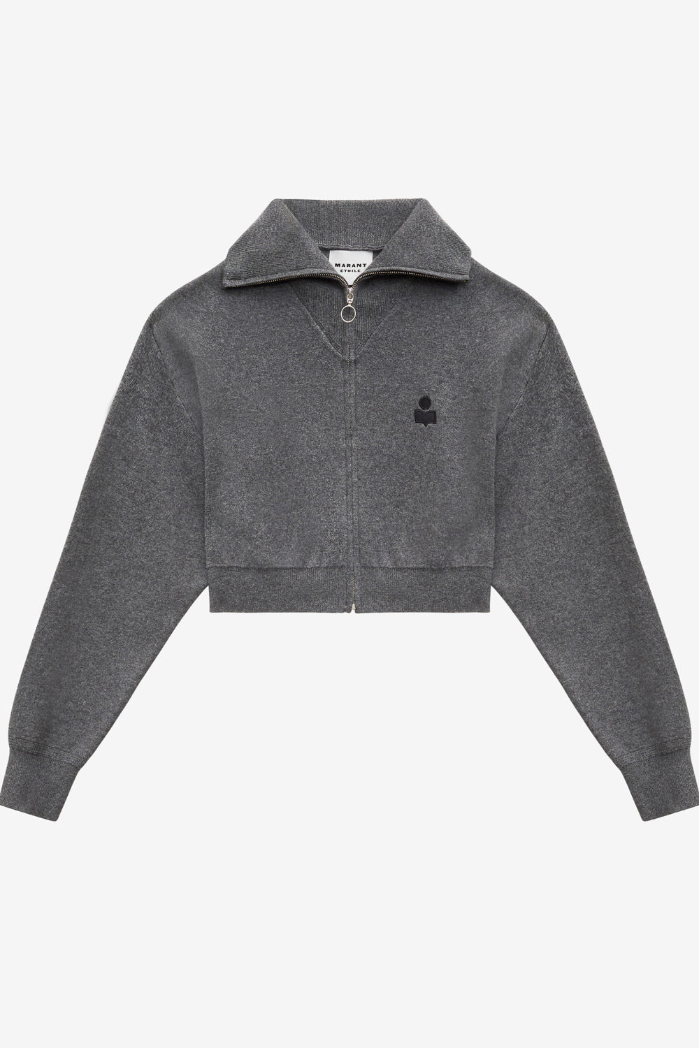 Cardigan oxane court en maille unie  - Anthracite - Woman - 1