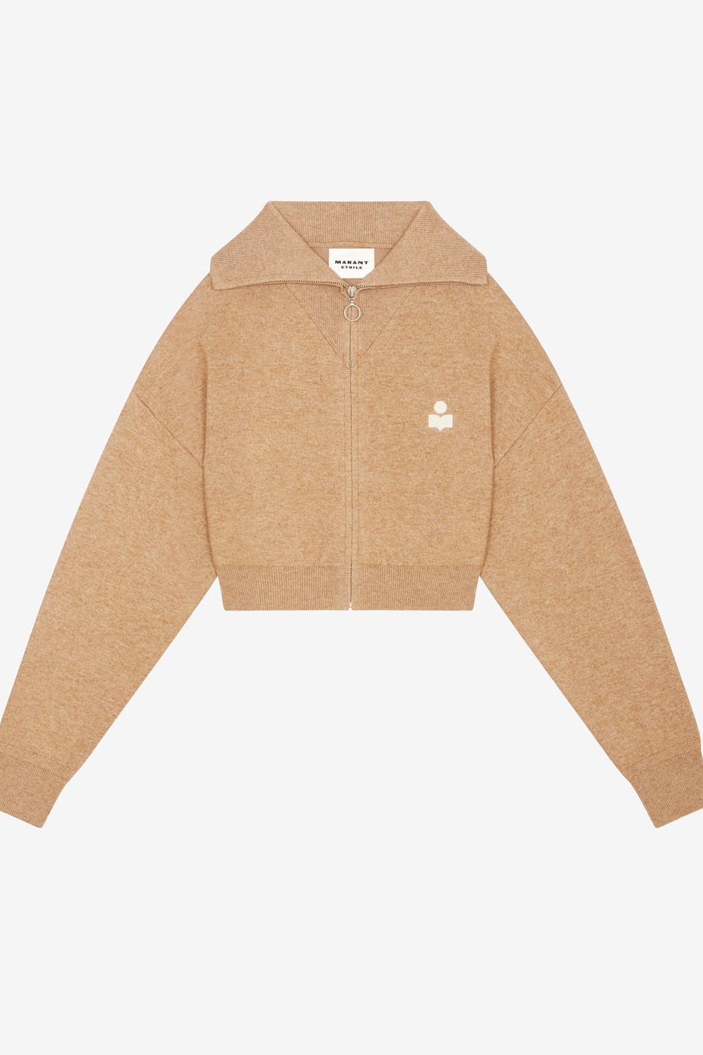 Cardigan oxane a maglia con ricamo - Camel - Woman - 1