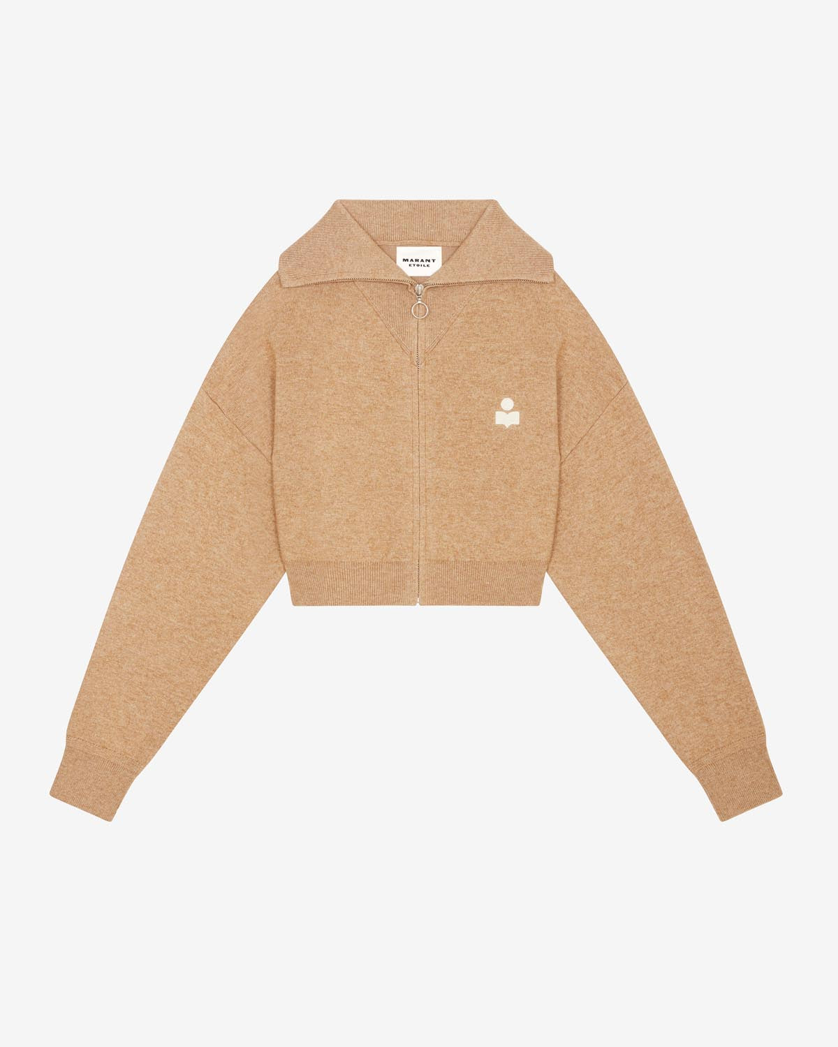 Cárdigan corto oxane con logo bordado - Camel - Woman - 9
