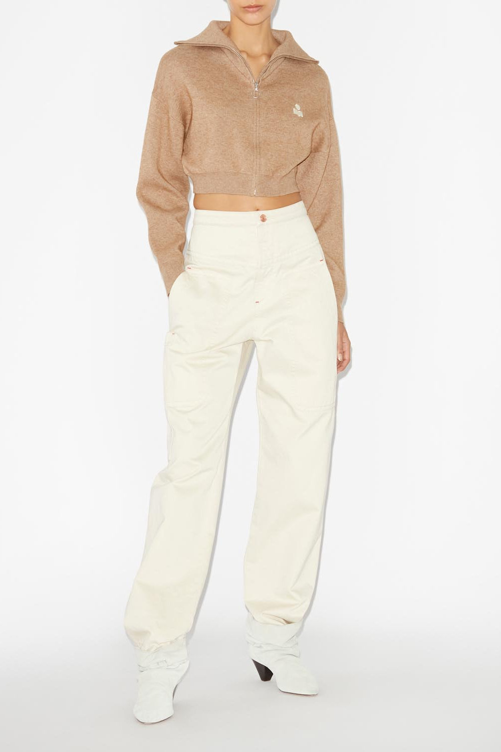 Cardigan oxane a maglia con ricamo - Camel - Woman - 3